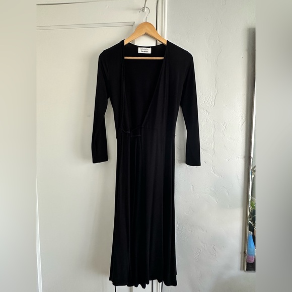 Reformation Jeans Maurie Wrap Midi Dress in Black   Sz: XS - Picture 10 of 14